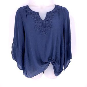 ZAC & RACHEL Crochet Trim Boho Gauze Top XL